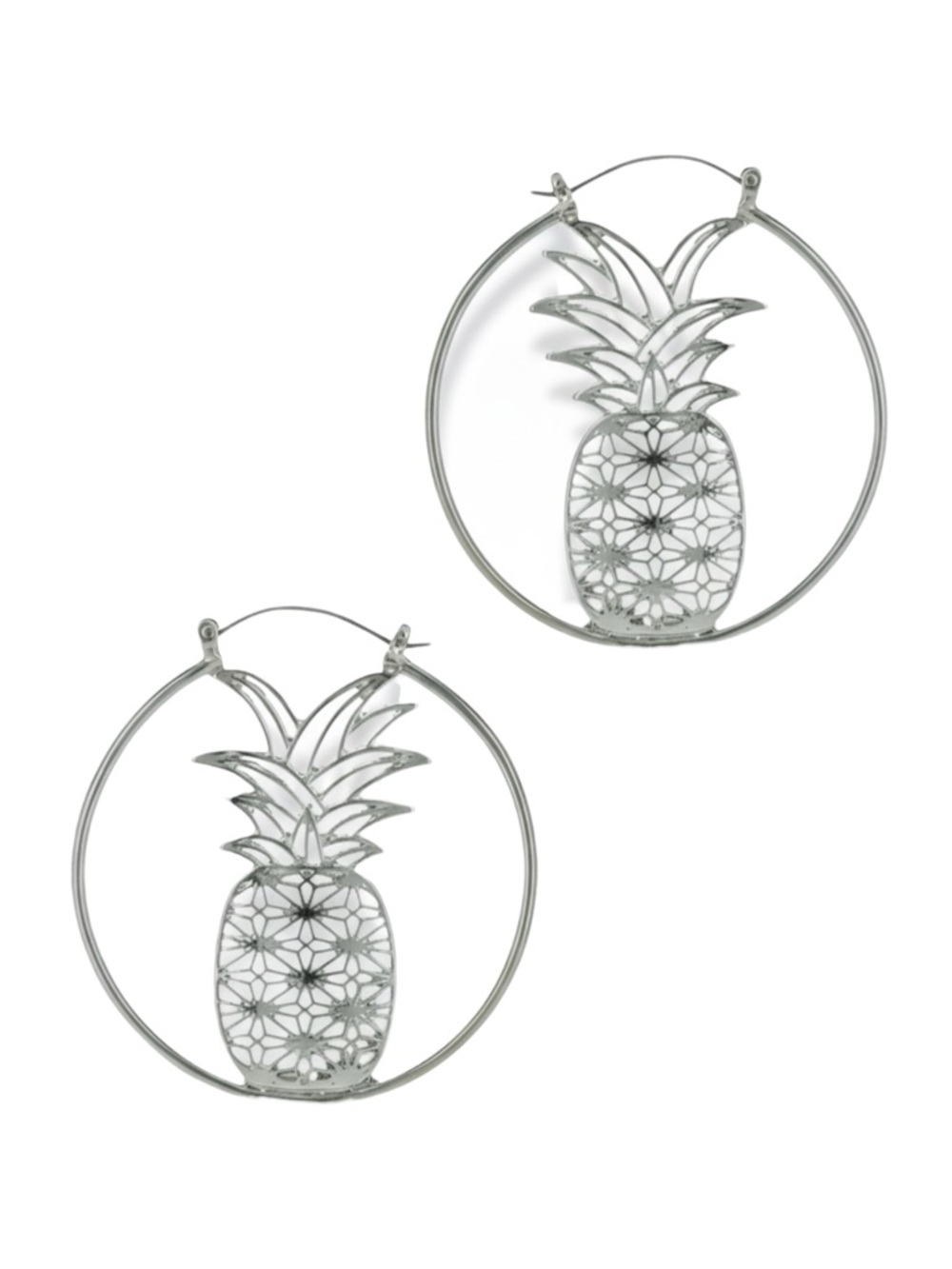 NWT Olivia Welles Andrea Silver Pineapple Hoop Earrings